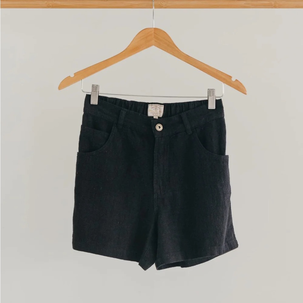 Miller Shorts- Textured Linen Shorts - Washed Black - M